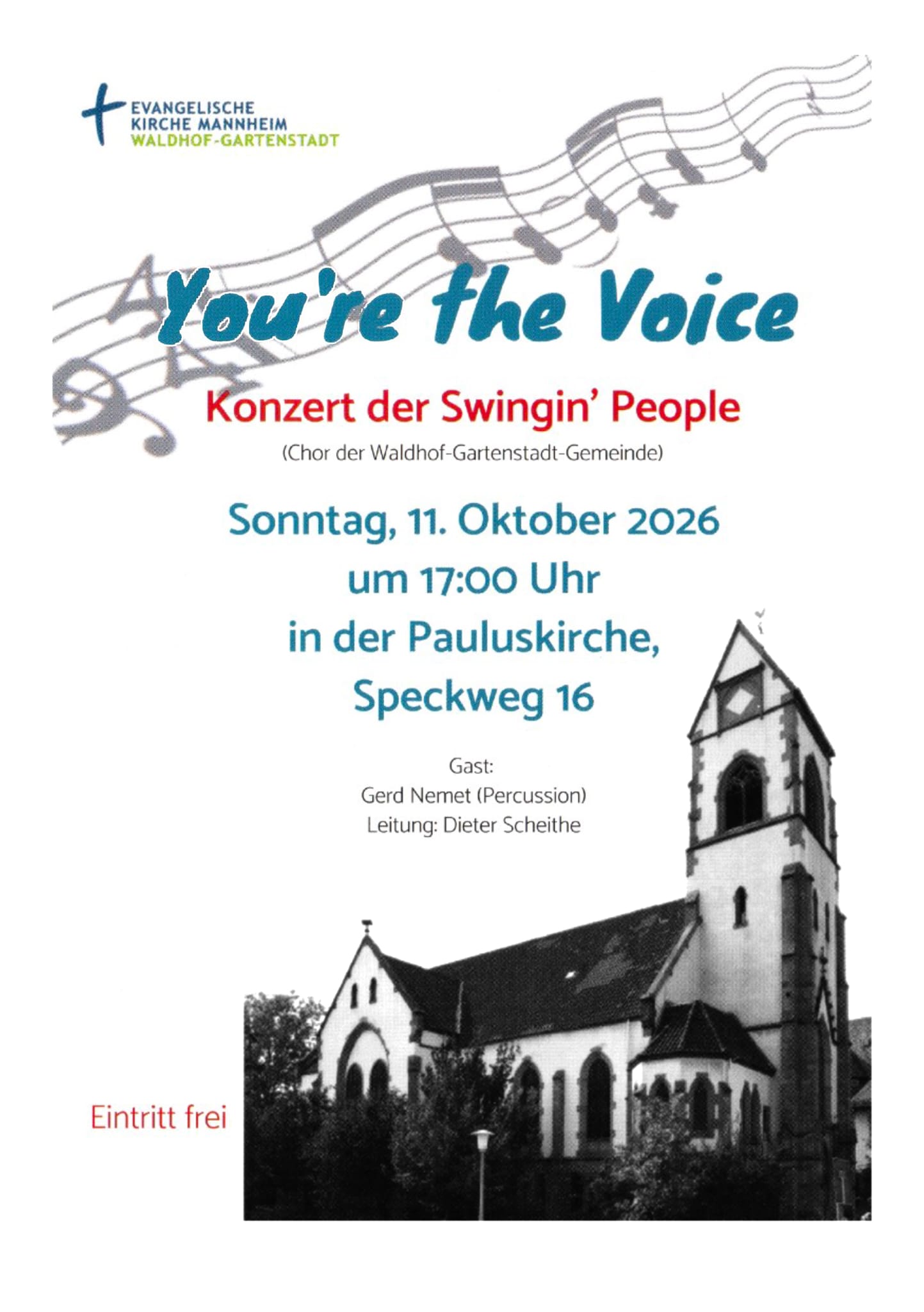 Veranstaltungsplakat zum Konzert You’re the Voice am 11. Oktober 2026 in der Pauluskirche